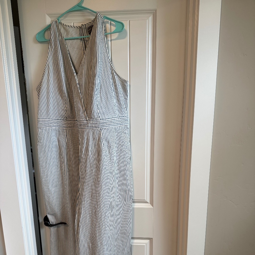 J crew navy and white pinstripes jumper